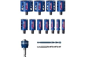 Bosch 11x Coffrets de scies trépans EXPERT Tough Material (pour Bois avec métal, Brique, Ø 20-76 mm, Professional Accessoire Perceuses/visseuses rotatives)
