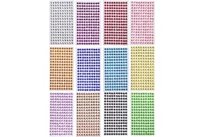 Strehknewen 3120 Stück Glitzersteine Selbstklebend, 12 Farben 6mm Strasssteine für Gesicht, Nageldekoration, Basteln und Kinderhandwerk, Glitzer Schmucksteine für Make-up und Dekorationen