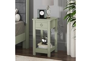 Galano Laurel Bedside Table, Stylish and Slim Side Table, Organizers and Storage Cabinet for Hallway, Entryway or Bedroom (Light Green)