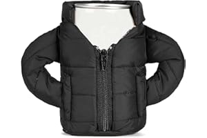 QEES Can Cooler Sleeve, Beer Cooler Beverage Jacket Drink Coolies, Beer Vest Jacket Cover, Insulated Can Cooler Jacket for 12oz Cans, Creative Beer Coats, Beer Gifts for Men Women Beer Lovers (Black)