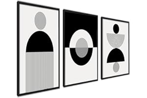 ag.art deco Affiche Decoration Murale 21x30 cm | Affiche Murale pour Salon et Chambre à Coucher | Poster Mural Sans Cadre | Lot de 3 Tableaux (Abstrait Noir et Blanc)