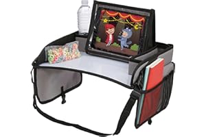 Lusso Gear Lap Tray for Toddler and kids, Table Tray for Travel, Car Seat, Airplane, Desk Essential Accessories and Road Trip Activities (Gray)…