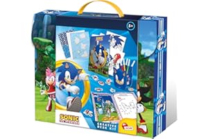 LISCIANIGIOCHI Lisciani - Sonic Creative Desk Kit - Kit Creativo portátil para niños a Partir de 3 años - Dibujar y Colorear - Soporte para rotuladores - Pegatinas - Actividades artísticas portátiles