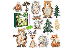 LA BONHEUR 5D Diamond Painting Kinder 12 Tiermuster,Lgel,Pilze, Bär,Weihnachtsbaummuster,Werkzeuge DIY Kinder Geburtstagsgeschenk für Kinder,Freunde,Weihnachten, Erntedankfest und Neujahrsgeschenke