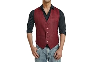 HISDERN Gilet da Uomo Tweed Elegante Abito Gilet Lana Formale Matrimonio Gilet Senza Maniche Gilets per Uomo