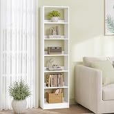 Hzuaneri Bookcase 6 Levels, White, 24 x 50 x 18 cm | BC59603X Bookshelf for Living Room, Study, Office, Bedroom, Scandinavian
