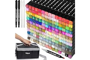 AOMEES 168 Colors Dual Tip Permanent Markers Set, Art Marker Pen with Carrying Case and Storage Base for Adults Artists Drawing, Coloring, Sketching