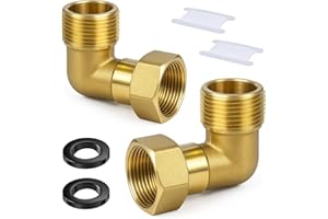 KUFAERBEAM Pack of 2 Brass Movable Screw Connections, Brass Angle 90° 3/4 Inch IG/AG Screw Connection with PTFE Sealing Strips, Angle Fitting 3/4 Inch Angle 90 Degree for Drinking Water Central Heating Systems