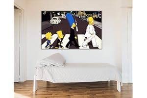 INGENIA HOME Cuadro Lienzo The Simpsons Beatles - Lienzo de Tela Bastidor de Madera de 3 cm - Fabricado en España - Impresión en Alta resolución – 75x120