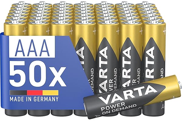 VARTA Pilas AAA, paquete de 50, Power on Demand, alcalinas, 1,5V, inteligentes, flexibles, para accesorios de ordenador, dispositivos Smart Home, linternas, Made in Germany