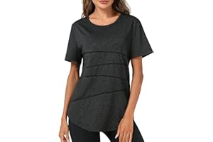 Terecey Camisetas Deporte Manga Corta Mujer Camiseta Tecnica para Mujer Suelta Camiseta Fitness Mujer y Cuello Redondo Camiseta Deportiva de Secado Rápido para Yoga Pilates S-XXL