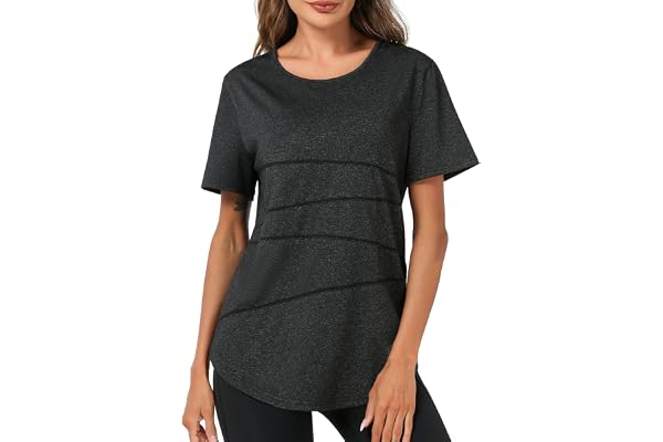 Terecey T-Shirt Sport Femme Manches Courtes Confortable et Respirant Haut de Fitness Séchage Rapide pour Entraînement Running Extérieur et Maison