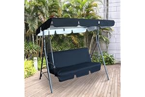 WMLBK Replacement Canopy Swing Seat Chair,Waterproof & UV Resistant Swing Chair Canopy Replacement Cover Garden Patio Hammock Cover Top (Balck,195 * 125 * 15cm)