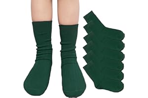 YUSONS Calcetines Escolares Cortos de Deporte para Niños Niñas Infantiles y Adultos, Calcetines de Canalé Mezcla en algodón Uniforme Unisex, Pack de 6 Pares