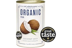 Eat Wholesome Organic Coconut Milk, 400ml (Pack of 4) - For Cooking & Baking, Vegan, 100% Natural, Just Coconuts & Water