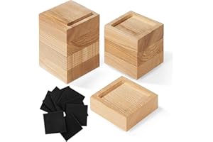 FASONLA Solid Natural Wood Furniture Risers (Set of 8) - Adjustable Height (1", 2", 3" or 4") - Non-Slip Recessed Hole (Square - Natural Color)