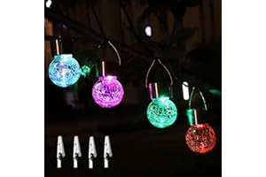 YihuiKo Outdoor Hanging Solar Lights - 4 Pack Crackle Globe Lights for Garden, Balcony, Patio & Party Decoration