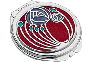 Sea Gems presented by Celtic Glass Designs Compact Mirror in Mackintosh Two Roses Design. (Red)