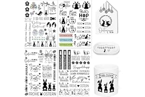 DTXYBC 4 Stück A5 Rub On Sticker Ostern, Rub On Folie, 21x14cm Folie Transferaufkleber, Rub On Aufkleber, Ostern Sticker Ostereier Osterhasen Rub Ons Sprüche für Glas Holz Möbel Scrapbooking