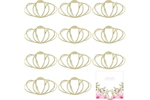 ‎CHGCRAFT CHGCRAFT 12Pcs Zwei Herzen Tisch nummer Halter Hochzeits platz Karte Halter Namens karten Halter Ständer Draht Foto Menü Halter für Hochzeitstag Party, Licht Gold