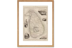 Wee Blue Coo Ceylon Sri Lanka Map Framed Wall Art Print