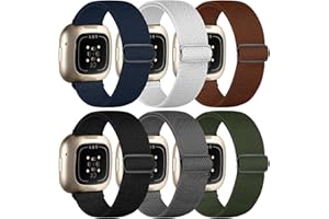 chinbersky Pasek kompatybilny z zegarkiem Fitbit Versa 3 / Fitbit Versa 4 / Fitbit Sense dla kobiet i mężczyzn, miękki, regulowany, nylonowy, sportowy pasek do Versa 4, Versa 3, Sense 2, Sense, 6 szt