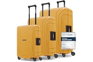 REDOLZ Essentials 15 Productos habituales, amarillo oscuro, Kofferset (3-teilig), Carro rígido con ruedas giratorias