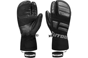 KUTOOK Guantes Manoplas Esquí Calentitos 3M Thinsulate para Hombre Y Mujer, Guantes Snowboard con HIPORA Membrana Impermeable Guantes Ski Nieve Invierno