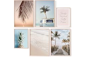 OHBIMBA - Laminas Decorativas Pared | Laminas para Cuadros Decoracion Salon Modernos | Laminas para enmarcar | Cuadros Decoracion dormitorios SIN Marcos | Tamaño 4xA3 y 2xA4 (Playa Pineapple)