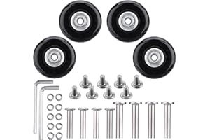 NONMON 4 Pezzi Ruote di Ricambio per Valigia Bagaglio 50x18 mm, Kit di Riparazione Ruote Sostitutive con Cuscinetti Chiave per Trolley Carrello Borsa da Viaggio