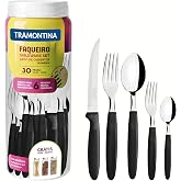 Tramontina Ipanema Stainless Steel Cutlery Set, Black, 30 Pieces