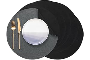 Banchif Tischsets, Durchmesser 38cm Leinenimitat Tischsets Abwaschbar rutschfeste Tischsets Platzsets Doppelseitigen Tischsets 6er Set Platzdecken tischset rund Abwaschbar Tischsets Stoff