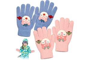 BelonLink 2 Paires Gants d'Enfants Mitaines Extensibles, Gants d'Enfants, Mitaines Magiques Bébé, Mitaines d'hiver Gloves Ski Snowboard Camping Vélo pour Enfants Garçons Filles 3-8 Ans, rose+ bleu