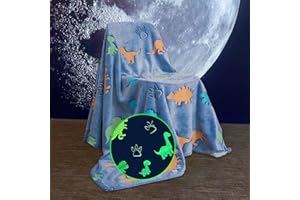 ‎SITUHAONAN Situhaonan Dinosaur Blanket Luminous in the Dark Gifts Boys Children Cuddly Blanket Gift Ideas 3 4 5 6 7 8 9 10 11 12 Years Birthday Throw Blanket Fleece Blanket