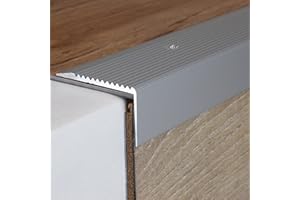 PROVISTON | Nez de marche | Alu anodisé | Couleur Argent | Largeur 50 mm | Hauteur 28 mm | Longueur 1000 mm | Nez de marche à visser | Nez de marche escalier | Cornière alu | 1 pièce