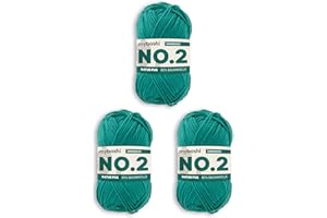 myboshi No.2 Baumwolle zum Häkeln, Baby Wolle, vegane Wolle zum Stricken, Wolle 60 Grad waschbar, für Baby und Amigurumi, 50g, Ll 100m Grün (Smaragd) 3 Knäuel