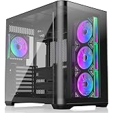 RAIJINTEK ATREUS BT4 Siyah Orta Kule E-ATX PC Kasası, Kavisli Cam &Ouml;n ve Yan Paneller, 4 x 120 mm Sonsuzluk Aynası ARGB PWM Fa