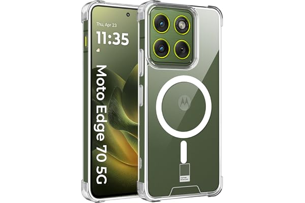 A rtistque Clear Back Cover Case for Motorola Moto Edge 70 5G Compatible with Mag-Safe Transparent Acrylic Armor Shockproof TPU Protective Design Moto Edge 70 Back Cover - Transparent