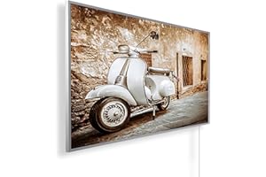 Könighaus ogrzewanie na podczerwień, ogrzewanie ekranowe z obrazami z certyfikatem TÜV/GS, 200+ obrazów, 1000 W, opatentowane 160. Vespa Weiß