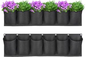 Yuccer Bolsa Vertical Colgante, Colgante jardín Vertical jardín plantador Decoración Balcón Pared de Hierbas Planta Pared Interior Exterior 6 Bolsillo (Negro)