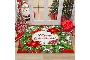 WELLXUNK Zerbini Natalizi, Zerbino Natalizio Ingresso, Zerbino di Natale, Decorazione Casa Zerbinos, Tappeto Assorbente Antiscivolo, Tappeto Natalizio Porta, Ta-ppeto Assorbente Ingresso (M5)