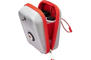 ACHIX Funda rígida para telémetro de Golf Compatible con Bushnell/Callaway, Bolsa de Transporte Universal con mosquetón para cinturón, Plata con Borde Rojo, 5.59 * 3.7 * 2.5inch, Moderno