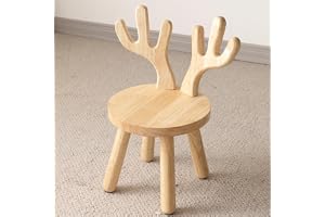 ANTOLE Wooden Toddler Chair,Natural Wood Kids Stool Chair,Anti-slip School Study Chair for Kids,wood chairs for Boys Girls Age 2+ for Preschool, Bedroom, Bathroom, Reading Room, Playroom(Deer)