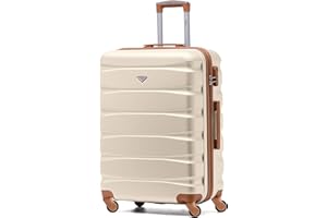 Flight Knight Lightweight 4 Wheel ABS Hard Case Medium Suitcase Approved for Over 100 Airlines Including easyJet, British Airways, Ryanair, Jet2, Emirates & Many More - Check-in Medium Size 25"