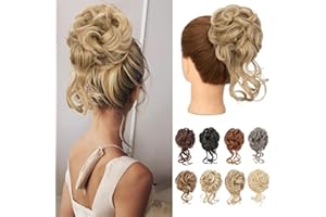 Benehair Dutt Haarteil mit Klammer Natürlich Messy Bun Haarteile für Dünnes Haar Synthetik Haar Scrunchies Haardutt Haarteile für Frauen Mädchen(Dunkelblond, 75g)