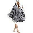 CityComfort Blanket Hoodie, Fleece Warm Poncho with Sleeves, Gifts for Women (Charcoal)