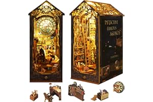 OurMiao Book Nook Kit Detective Agency, DIY Booknooks Kit for Adults Teens with Sensor Lights, Bookshelf Diorama Miniature Scenes Insert Decor, 3D Wooden Puzzle Miniature House Kit Gifts
