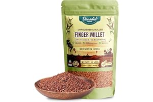 Danodia Foods Mil Doigt Ragi Naturel Non Poli 450 g (≈ 1 lb) | Céréale Complète Sans Gluten | Non OGM | Cuisine Végétale | Alternative au Riz & au Blé | Sachet Refermable | Origine Inde