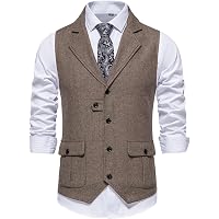 Gilet Homme Slim Fit Tweed Chevrons - Laine Mélangée - Pour Costume Ou Tenue Décontractée - Témoin Mariage