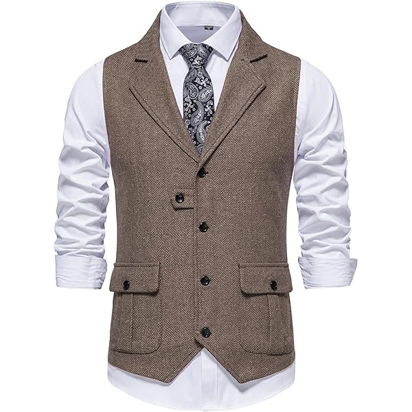 V-hals Tuikayoo Suède Herenvest - Vintage Western Cowboy Vest In Bruin, Maat L - Normale Pasvorm Suède Vest